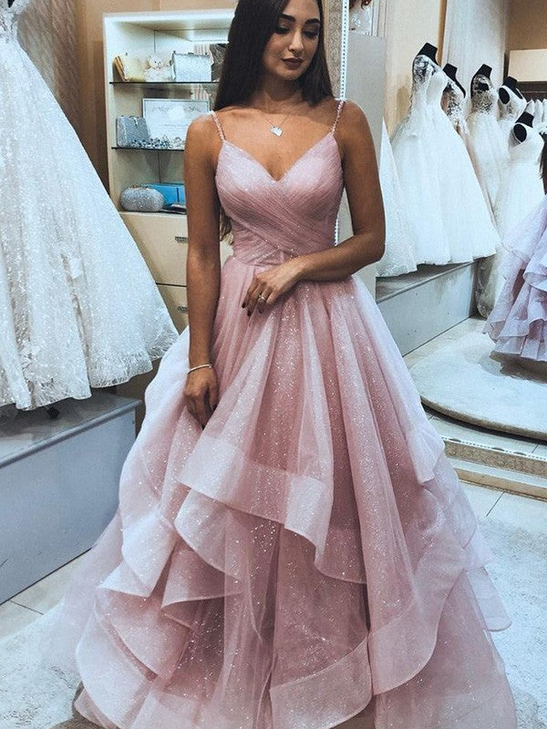 A-Line Spaghetti Strap Sleeveless Ruffled Floor-Length Dress - Chloe Dress