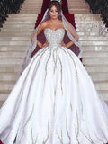 Ball Gown Sweetheart Satin Sleeveless Train Wedding Gown - Chloe Dress