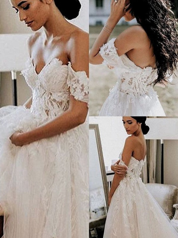 A-Line Tulle Sleeveless Train Wedding Dress - Chloe Dress