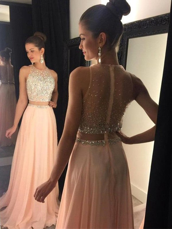 A-Line Chiffon Sleeveless Train Dress - Chloe Dress