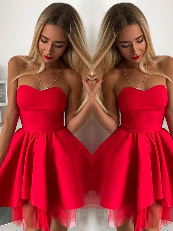 A-Line Sweetheart Crepe Sleeveless Ruffled Mini Homecoming Dress - Chloe Dress
