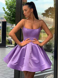A-Line Square Neck Satin Sleeveless Ruffled Mini Homecoming Dress - Chloe Dress