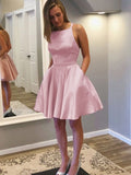 A-Line Satin Sleeveless Rhinestone Mini Homecoming Dress - Chloe Dress