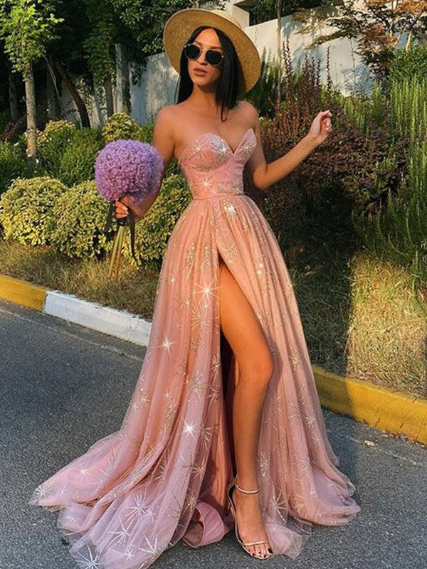 A-Line Sweetheart Tulle Sleeveless Train Dress - Chloe Dress