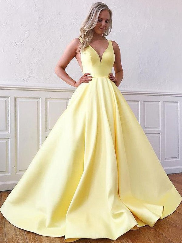 A-Line V-Neck Satin Sleeveless Ruffled Dress - Chloe Dress
