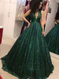 Ball Gown Halter Sequin Sleeveless Ruffled Floor-Length Gown - Chloe Dress