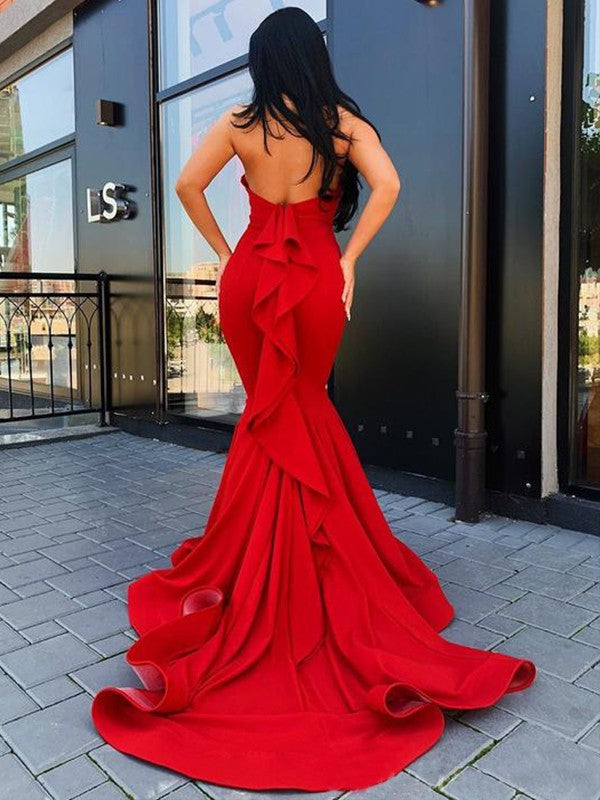 Mermaid Halter Crepe Sleeveless Ruffled Dress - Chloe Dress