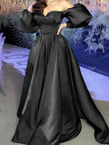 A-Line Satin Long Sleeve Ruffled Dress - Chloe Dress