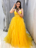 A-Line Spaghetti Strap Tulle Sleeveless Ruffled Dress - Chloe Dress