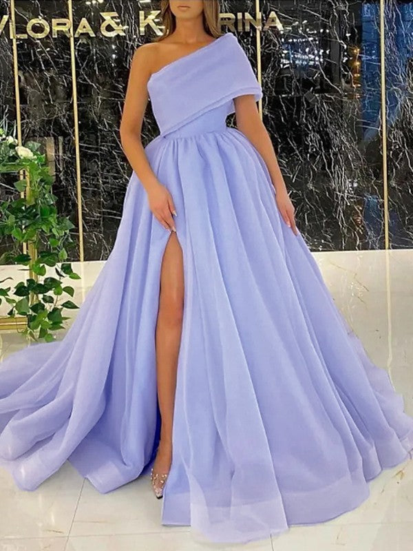 Ball Gown One-Shoulder Organza Sleeveless Ruffled Gown - Chloe Dress