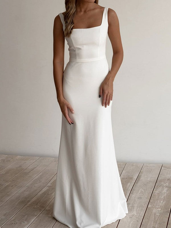 Crepe Sleeveless Ruffled Wedding Dress - Chloe Dress