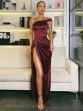 Sheath One-Shoulder Satin Sleeveless Floor-Length Dress - Chloe Dress