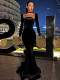 Sheath Square Neck Velvet Long Sleeve Ruffled Dress - Chloe Dress