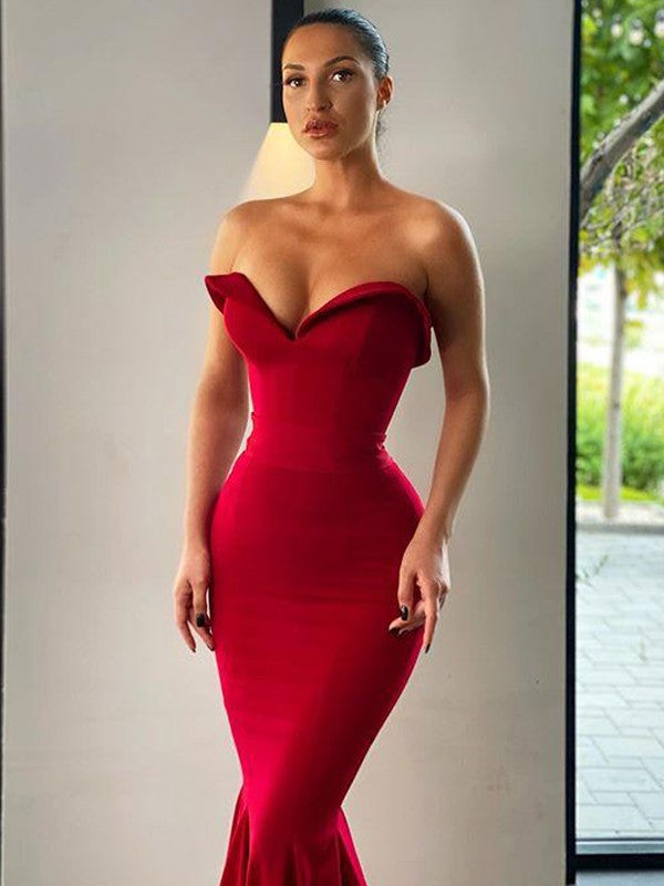 Mermaid Sweetheart Crepe Sleeveless Ruffled Dress - Chloe Dress