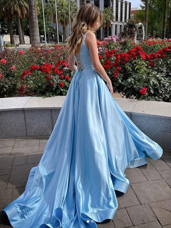 A-Line Satin Sleeveless Ruffled Dress - Chloe Dress