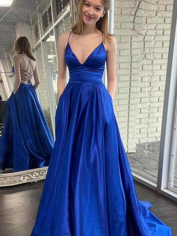 A-Line V-Neck Satin Sleeveless Ruffled Dress - Chloe Dress