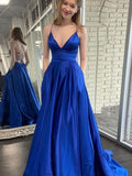 A-Line V-Neck Satin Sleeveless Ruffled Dress - Chloe Dress