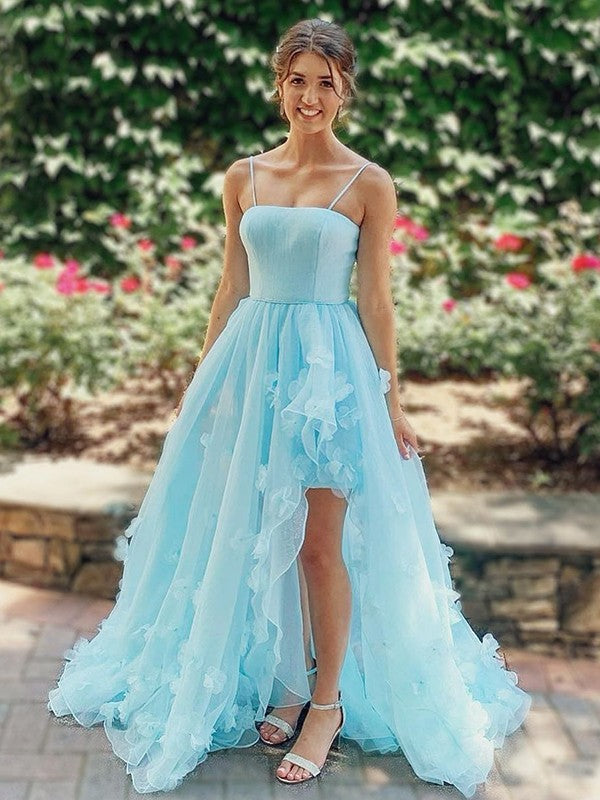 A-Line Spaghetti Strap Organza Sleeveless Train Dress - Chloe Dress