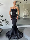 Mermaid Sweetheart Satin Sleeveless Ruffled Dress - Chloe Dress