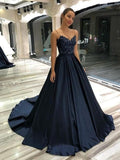 A-Line V-Neck Satin Sleeveless Train Dress - Chloe Dress