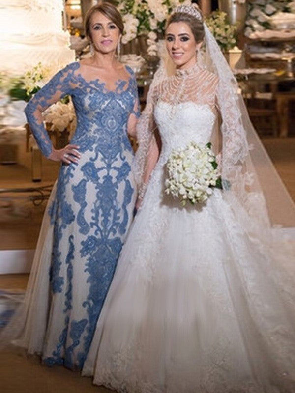 Sheath Tulle Long Sleeve Train Dress - Chloe Dress