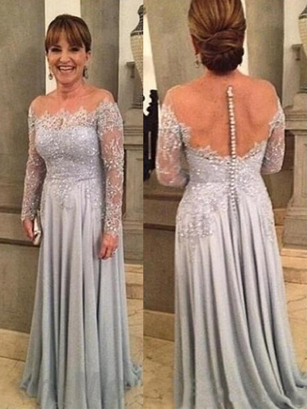 A-Line Chiffon Long Sleeve Train Dress - Chloe Dress