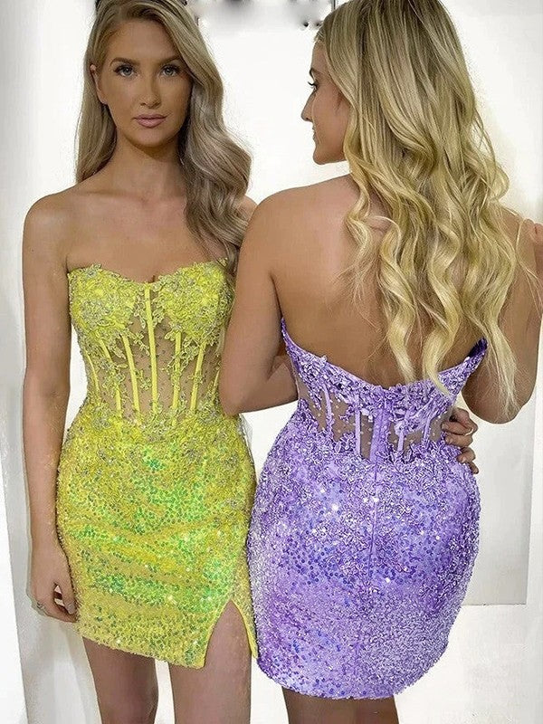 Sheath Strapless Sequin Sleeveless Mini Dress - Chloe Dress