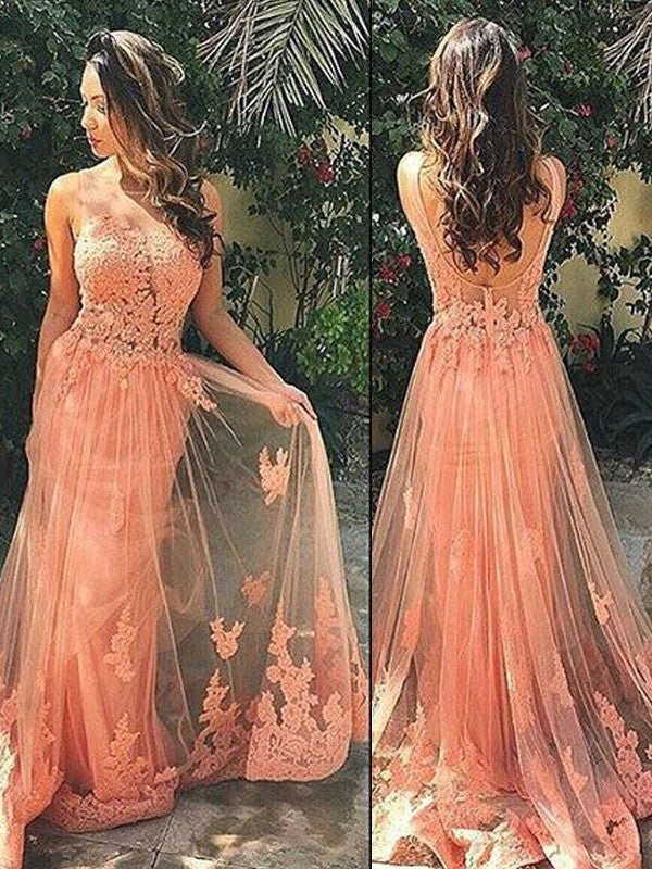 A-Line Tulle Sleeveless Train Dress - Chloe Dress