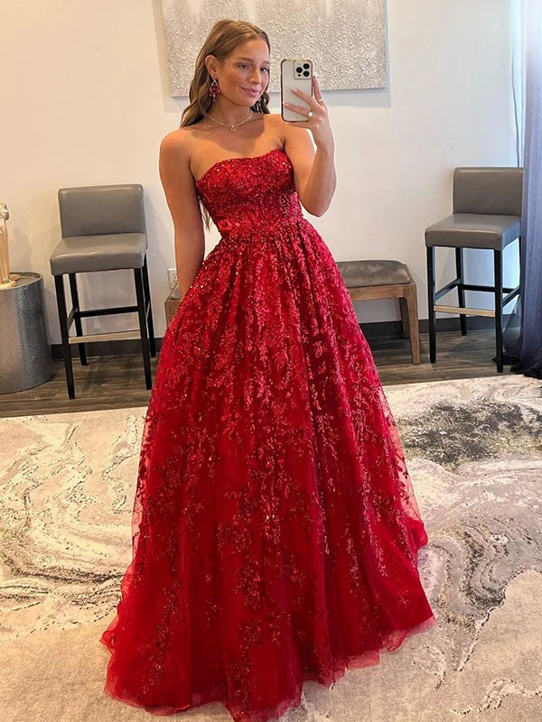A-Line Strapless Tulle Sleeveless Train Dress - Chloe Dress