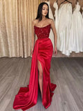 Sheath Strapless Satin Sleeveless Train Dress - Chloe Dress