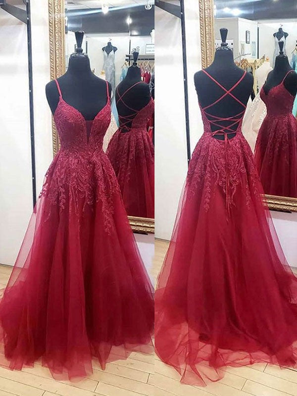 A-Line V-Neck Tulle Sleeveless Train Dress - Chloe Dress