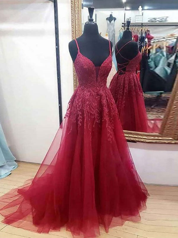 A-Line V-Neck Tulle Sleeveless Train Dress - Chloe Dress