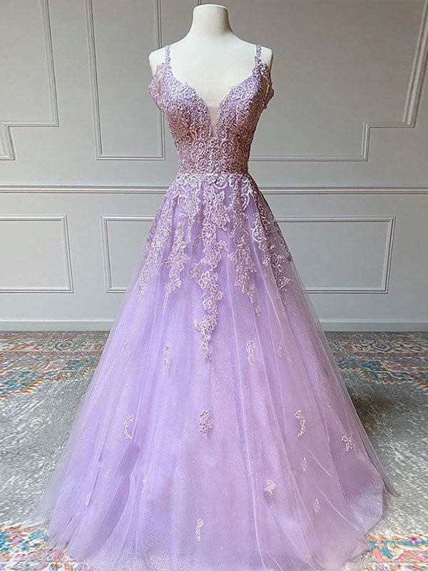 A-Line V-Neck Tulle Sleeveless Train Dress - Chloe Dress