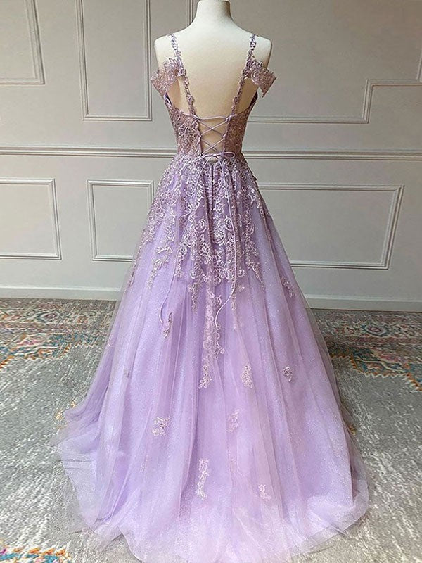 A-Line V-Neck Tulle Sleeveless Train Dress - Chloe Dress
