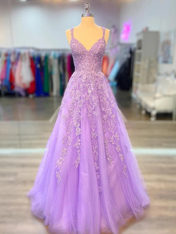 A-Line V-Neck Tulle Sleeveless Train Dress - Chloe Dress
