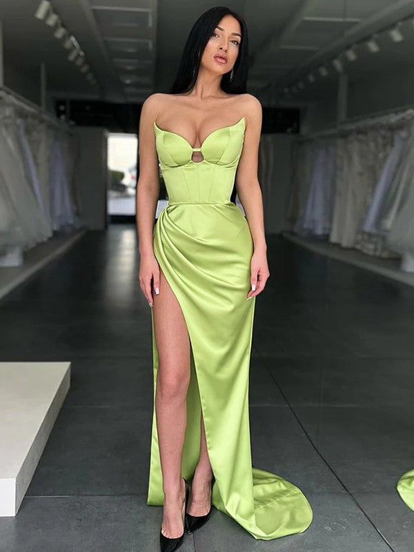 Sheath Sweetheart Satin Sleeveless Train Dress - Chloe Dress