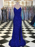 Sheath V-Neck Sequin Sleeveless Train Dress - Chloe Dress