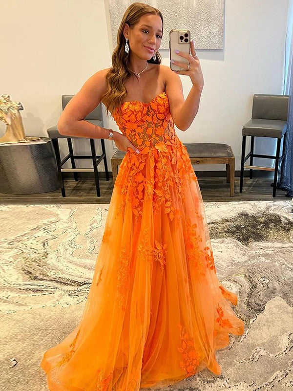 A-Line Sweetheart Tulle Sleeveless Train Dress - Chloe Dress
