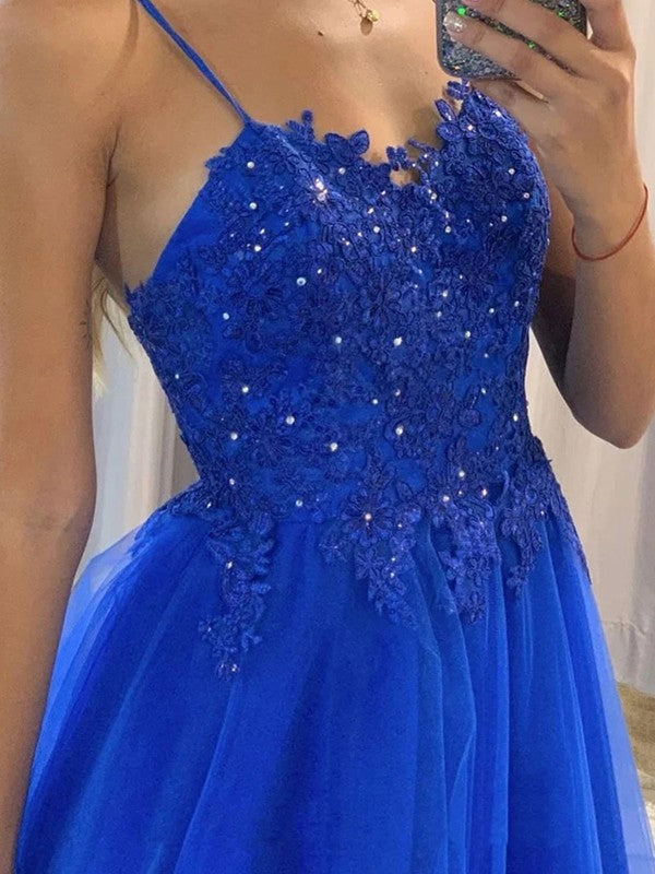 A-Line Spaghetti Strap Tulle Sleeveless Train Dress - Chloe Dress