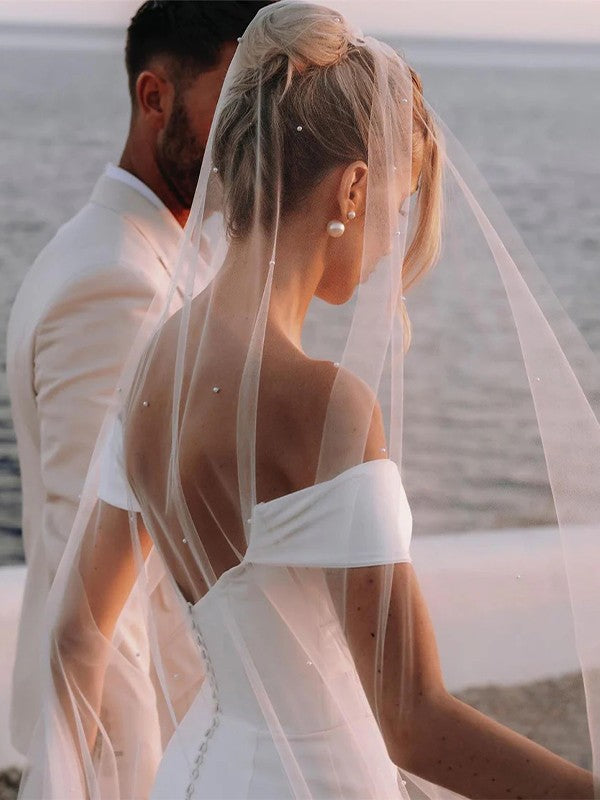 Sheath Crepe Sleeveless Train Wedding Dress - Chloe Dress