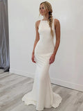 Sheath Crepe Sleeveless Train Tea-Length Wedding Dress - Chloe Dress