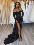 Sheath Satin Long Sleeve Train Dress - Chloe Dress