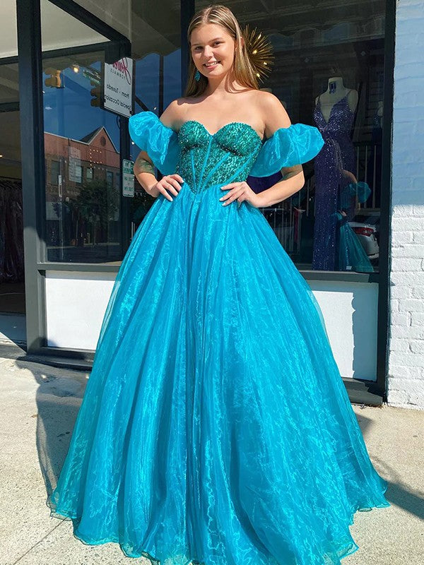 Ball Gown Sweetheart Organza Short Sleeve Ruffled Mini Gown - Chloe Dress