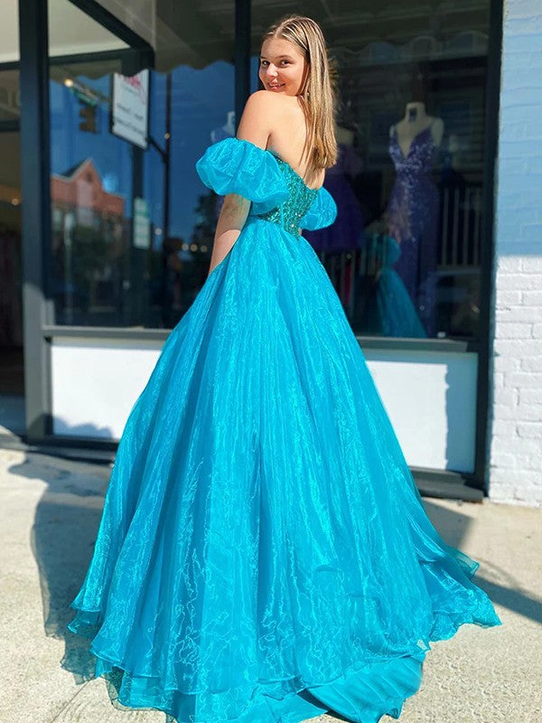 Ball Gown Sweetheart Organza Short Sleeve Ruffled Mini Gown - Chloe Dress