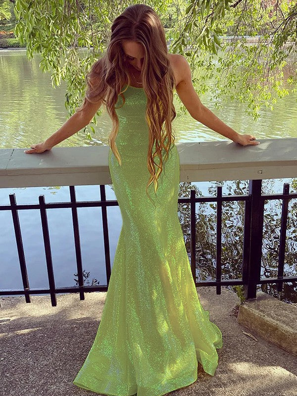 Sheath Spaghetti Strap Sequin Sleeveless Train Dress - Chloe Dress