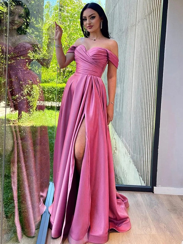 A-Line Satin Sleeveless Train Dress - Chloe Dress