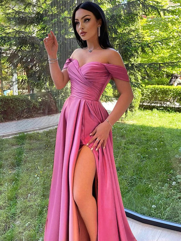 A-Line Satin Sleeveless Train Dress - Chloe Dress