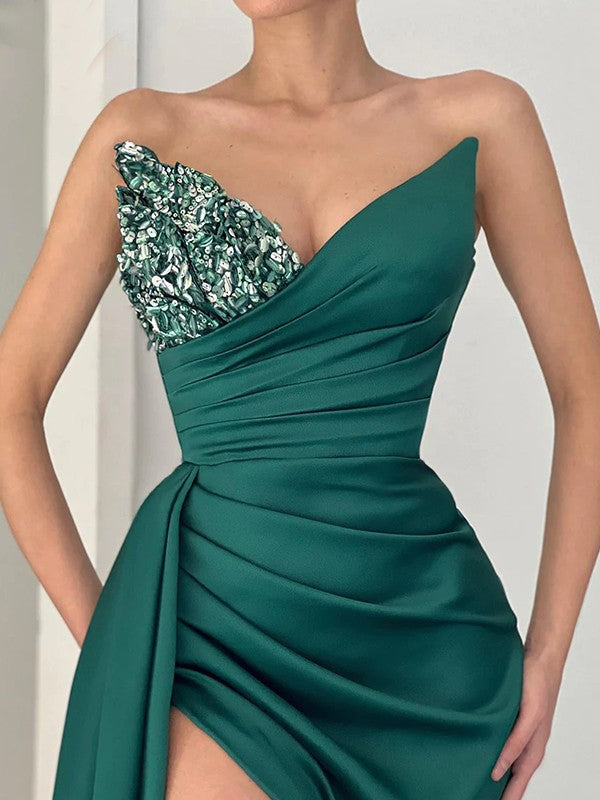 Sheath Sweetheart Satin Sleeveless Train Dress - Chloe Dress