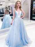 A-Line V-Neck Tulle Sleeveless Floor-Length Dress - Chloe Dress