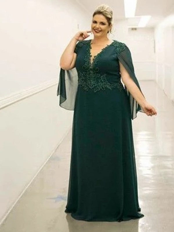 A-Line V-Neck Chiffon Sleeveless Applique Floor-Length Dress - Chloe Dress